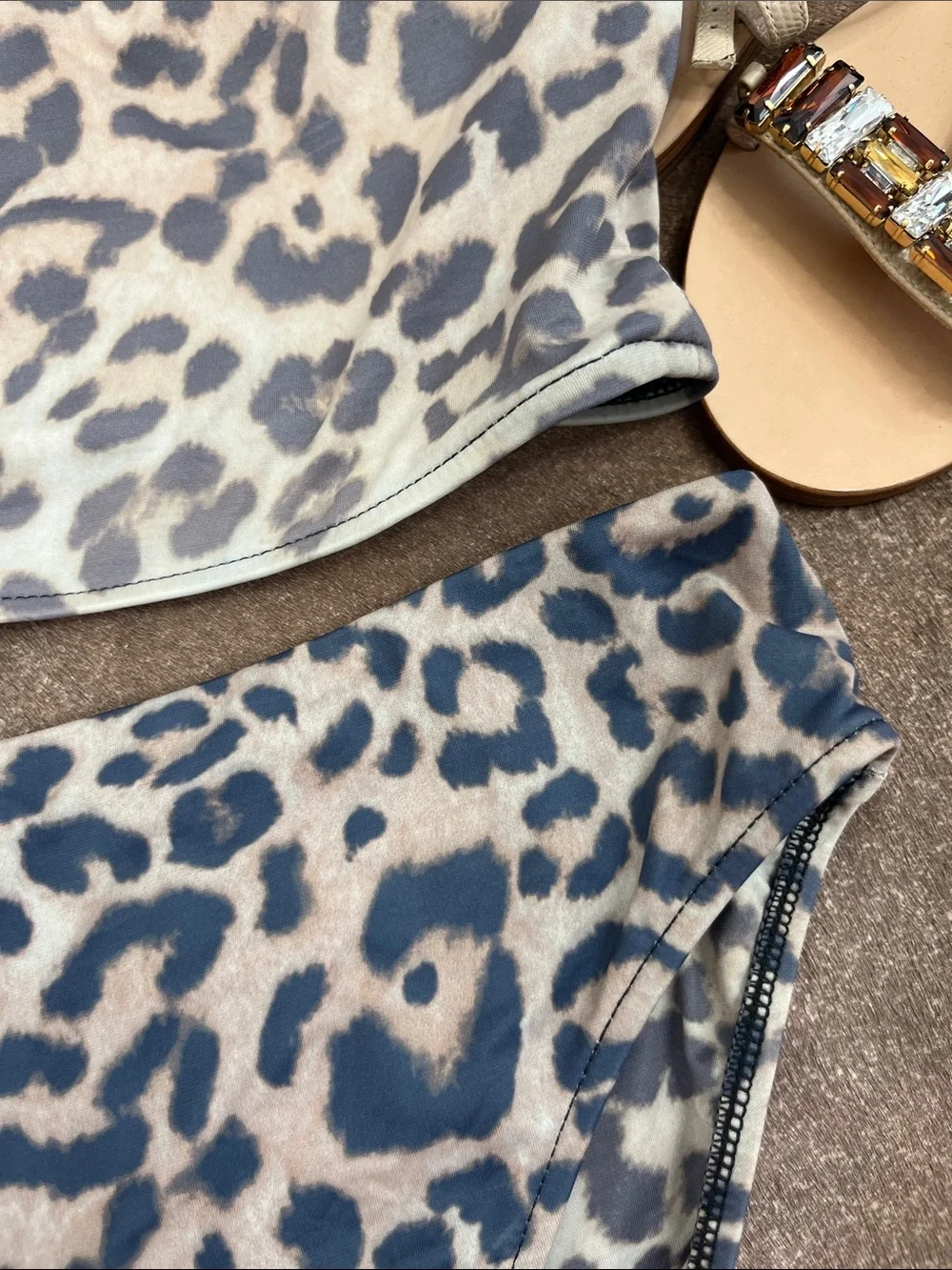 Frankies Bikinis Juju Top + High Waited Juju Bottoms Leopard Print Bikini Set